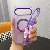 Funda Magnética Translúcida Mate a Prueba de Golpes con Correa de Mano para Google Pixel 10, 9, 8 Pro, XL, 9a, 8a, 7a, 10a