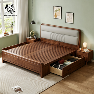 Suministro de fábrica, precio más bajo, personalizable, gran stock, dropshipping, base de cama tamaño queen, nuevo diseño, muebles de dormitorio de madera, cama king de 1.8m - Product Image 6