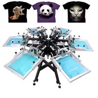 Presse d'impression sérigraphique manuelle polyvalente 6 couleurs 6 stations avec tous les kits pour t-shirts