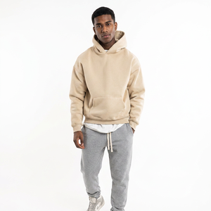 Custom Logo OEM Oversized <b>Blank</b> Zipper Pullover Hoodie 400gsm Polyester/Cotton Winter Men's Heavyweight Puff Printing High - Product Image 1