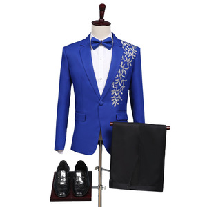 <span class=keywords><strong>Costume</strong></span> d'affaires pour hommes <span class=keywords><strong>rouge</strong></span> bleu noir <span class=keywords><strong>blanc</strong></span> Slim Fit simple boutonnage fermeture éclair mouche scène chœur <span class=keywords><strong>Costume</strong></span> hôte maître de cérémonie Performance - Product Image 5