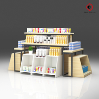Présentoir promotionnel universel personnalisé à double face, multi-niveaux, en forme de gondole, pour cosmétiques en magasin, avec poches de rangement
