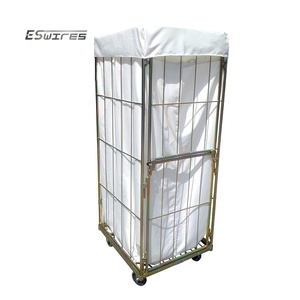 Carro de Lavandería Plegable con Ruedas y Malla Metálica para Transporte Logístico en Hoteles - Product Image 2