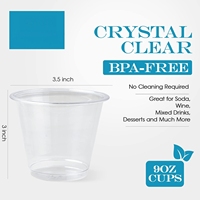 EaMasy Lot de 100 gobelets jetables en plastique transparent de 9 oz, résistants aux fuites, avec couvercles plats pour crème glacée, boissons froides, desserts aux fruits