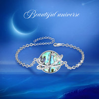 Bracelet en argent 925 pour femmes, bijou avec coquille d'abalone, galaxie, planètes, coloré, offre spéciale