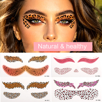 3 feuilles d'autocollants de tatouage temporaire pour les yeux, motif léopard coloré, maquillage du visage, pour Halloween, cosplay, festival, fête