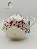 Nouveauté 2026, service à thé en porcelaine fine anglaise QIAN HU, véritable bordure dorée, motif de cheval, théière, 2 tasses à café ou à thé
