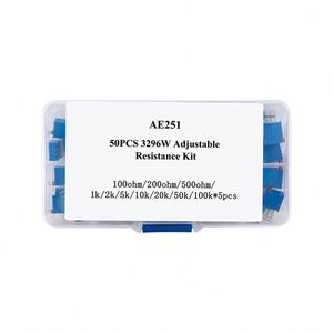 Multi-Turn Precision Adjustable Resistance Starter Kit 3296W Potentiometer 1K-1M 10 Types Total 50 DIY <b>Boxed</b> - Product Image 2