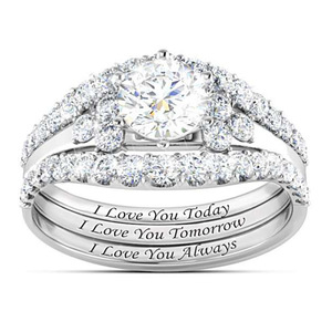 Anillo de Compromiso de Oro Sólido de 18K para Mujer H133 con Diamante Natural de Corte Brillante Redondo, Te Amo Hoy, Mañana y Siempre - Product Image 6