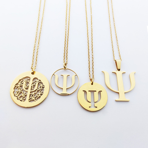 Collier psychologie 316L en acier inoxydable, bijou symbole Psi psychique, cadeau délicat pour psychologue, bijoux en acier - Product Image 1