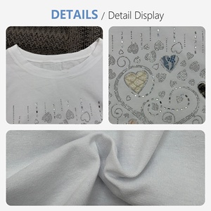 <span class=keywords><strong>T</strong></span>-<span class=keywords><strong>shirt</strong></span> <span class=keywords><strong>blanc</strong></span> femme en coton grandes tailles avec imprimé cœur graphique - Product Image 2
