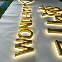 Letrero LED Personalizado con Logotipo 3D para Empresas, Letrero Luminoso con Retroiluminación LED, Letrero Iluminado de Acrílico y Metal Dorado
