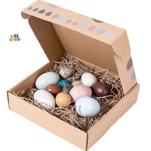 Mainan Simulasi Lukisan Telur Anak, Mainan Kayu Ayam, Bebek dan Burung Kelompok 12 Kotak