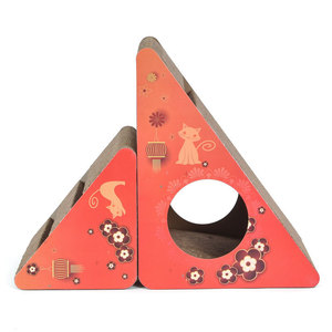 Rascador para Gatos, Diseño Triangular, Patrón Floral, Papel Corrugado, 1 Nivel, Juguete para Gatos - Product Image 5