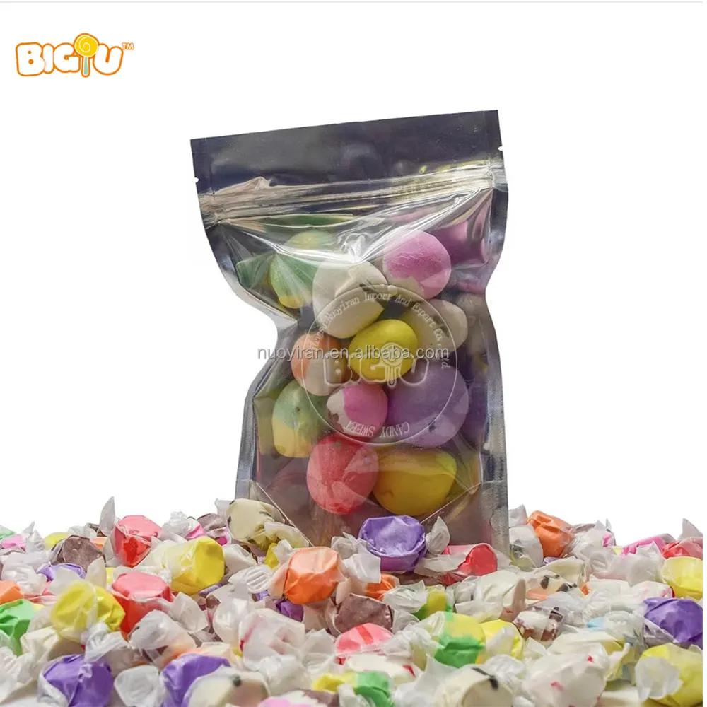 Mélange en vrac halal arômes de fruits personnalisé vente en gros lyophilisé eau salée caramel bonbons tire collations sucrées