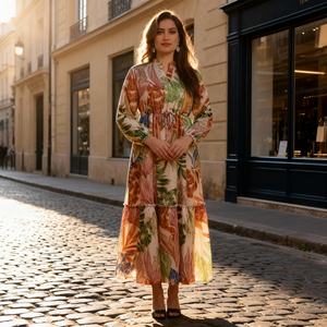 Wholesale Custom Print Polyester Elegant <b>Abaya</b> Dress for Muslim Women Special Occasion Wear - Product Image 3