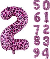 Ballon chiffre 40 pouces imprimé léopard rose, thème zoo guépard, pour anniversaire de fille, safari, jungle, animaux, enterrement de vie de jeune fille, fournitures de décoration
