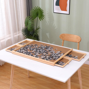 500 lớn hai ngăn kéo bàn xoay bằng gỗ chống trượt bảng câu đố xoay tự do bảng câu đố với ngăn kéo - Product Image 5