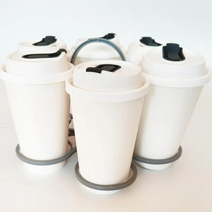 Porte-gobelets et porte-boissons pliables en plastique réutilisables avec poignée pour café Modèle LM25091 - Product Image 3