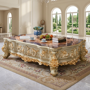 Antique Gold Handcrafted Solid Wood Movable Eco-Friendly Luxury Coffee <b>Table</b> for Living Room - Product Image 3