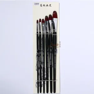 Ensemble de 6 pinceaux en poils de blaireau sur manche en bois, en coffret, pour peinture à l'huile et aquarelle, fournitures d'art pour l'apprentissage - Product Image 4