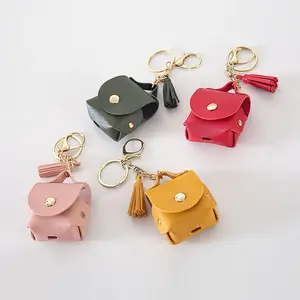 Promotionnel personnalisé Mini sac porte-clés accessoires luxe métal Pu personnalisé bricolage couleur cuir blanc portefeuille porte-clés