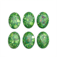 Vente en gros de pierres précieuses en turquoise verte naturelle sur mesure, taille ovale, polies, cabochons en pierres précieuses en vrac pour la fabrication de bijoux