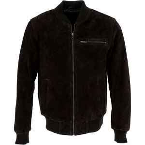 Blouson bomber en daim pour homme, couleur unie, fermeture éclair, col montant, style décontracté, coupe classique, pour l'automne - Product Image 1