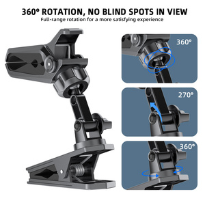 Double tête flexible 360° °   <span class=keywords><strong>Support</strong></span> de téléphone rotatif à pince, stable et ferme, <span class=keywords><strong>pour</strong></span> regarder des vidéos sur le bureau, dans la voiture ou sur pare-soleil - Product Image 5