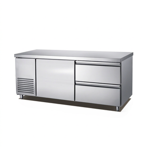 Plan de travail en acier inoxydable, congélateur vertical à refroidissement par air, armoire frigorifique double température, 2 portes, modèle de comptoir - Product Image 1