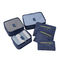 H460001 Élégant Couleur Marine 6 Pcs/ensemble Portable Vêtements Étanche Emballage Cubes Voyage Sac Organisateurs pour le Stockage, les Voyages