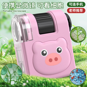 Children's Mini Portable Microscope Cartoon Panda Design LED Light Science Toy For Primary Secondary Students Teaching Use - Product Image 5