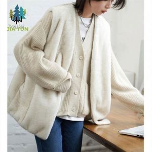 Cardigã de Tricô Retro Coreano com Decote em V, Suéter Feminino Macio e Solto para Outono e Inverno - Product Image 3