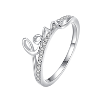 Ada Jewelry Joya Plata 925 Anillos de Plata de Ley con Diseño de Amor Chapados en Rodio para Mujer