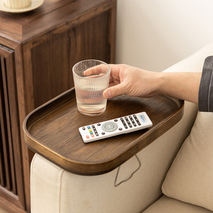 <b>Sofa</b> Armrest <b>Tray</b> Wooden Mini Table With Remote Holder For Couch Living Room Use - Product Image 1