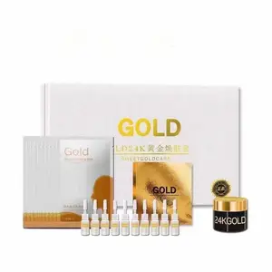 W 2023 Neueste beliebte Korea 24 Karat Goldfolie 99,99% Luxus-Hautpflege-Therapie-Kit Blattgold folie Blätter Serum Gel Gelee Maske