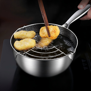 Olla de Acero Inoxidable Engrosada Personalizada al por Mayor, Mini Freidora Doméstica, Sartén Pequeña <span class=keywords><strong>para</strong></span> Tempura que Ahorra <span class=keywords><strong>Aceite</strong></span>, Ideal <span class=keywords><strong>para</strong></span> Alimentos de Bebé - Product Image 2