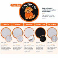 Badge brodé en gros motif chien de dessin animé, patch rond personnalisé saisonnier avec broderie détaillée pour accessoires vestimentaires