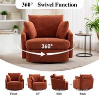 Mobilier de chambre à coucher en chenille nordique chaise d'appoint pivotante ensemble de canapé simple avec pouf
