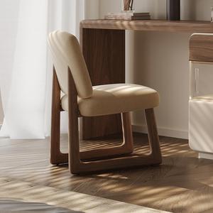 <b>Vanity</b> Chair Cream Fabric Wooden Legs Bedroom Dressing Stool <b>Makeup</b> Desk Chair - Product Image 3