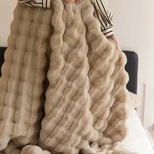 天津豪华可洗保暖毯扔兔毛优质纯色200*300卧室