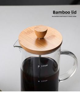 เครื่องชงกาแฟเฟรนช์เพรส ดีไซน์หรูหราทันสมัย เป็นมิตรกับสิ่งแวดล้อม ทำจากแก้วใส มีขีดบอกปริมาณ ใช้ได้กับกาแฟและชาเขียว - Product Image 3