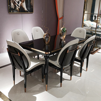 Personnalisation Table à Manger Rectangulaire de Luxe Vintage Style Italien pour Villa, Fauteuils Inclus, pour 6 Chaises