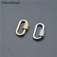 Petite taille ovale forme laiton métal or argent placage CZ pavé collier fermoirs pour femmes hommes bijoux accessoires