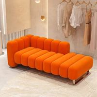 Tabouret de bout de lit carré trois places en velours de luxe nordique, canapé de chambre moderne, pouf de repos créatif, repose-pieds