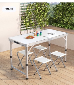 Mesa de comedor y sillas plegables cuadradas portátiles de aleación de aluminio, adecuadas para picnics y camping. - Product Image 2
