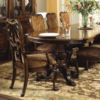 Amerikanischer Stil Klassischer Massivholz-Esstisch Villa Maßgefertigte Exquisite Möbel Esstisch Geschnitzter Tisch Antik