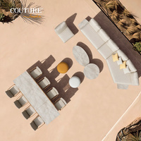 Ensemble de table et chaises de jardin contemporain en aluminium durable et extensible, avec chaises en corde, résistant à l'eau et écologique, pour l'extérieur