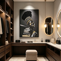 Art mural abstrait 3D décoratif moderne fait à la main, peint à la main sur toile, avec cadre noir, adapté pour la maison et l'hôtel