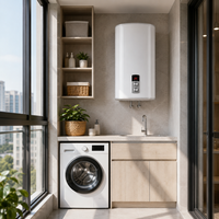 Réservoir d'eau vertical mural électrique en plastique, capacité 40L, classe d'efficacité énergétique B, 2100W, gain de place pour la maison